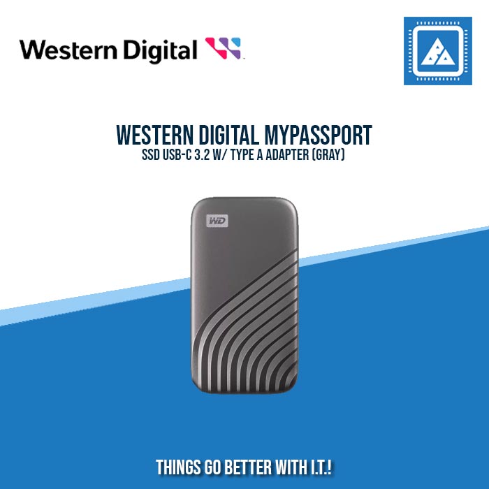 WESTERN DIGITAL MYPASSPORT SSD PORTABLE 1TB USB-C 3.2 W/ TYPE A ADAPTER WESTERN DIGITAL MYPASSPORT SSD PORTABLE 1TB USB-C 3.2 W/ TYPE A ADAPTER